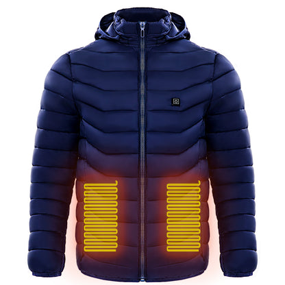 Men Heated Puffer Jacket Electric Heating Coat Insulated Hood Windbreaker